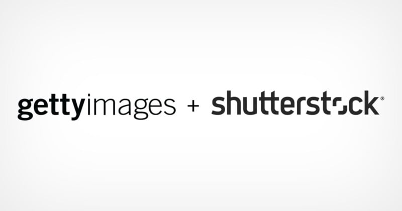 Logo featuring the text "gettyimages + shutterstock" in bold black letters on a white background.